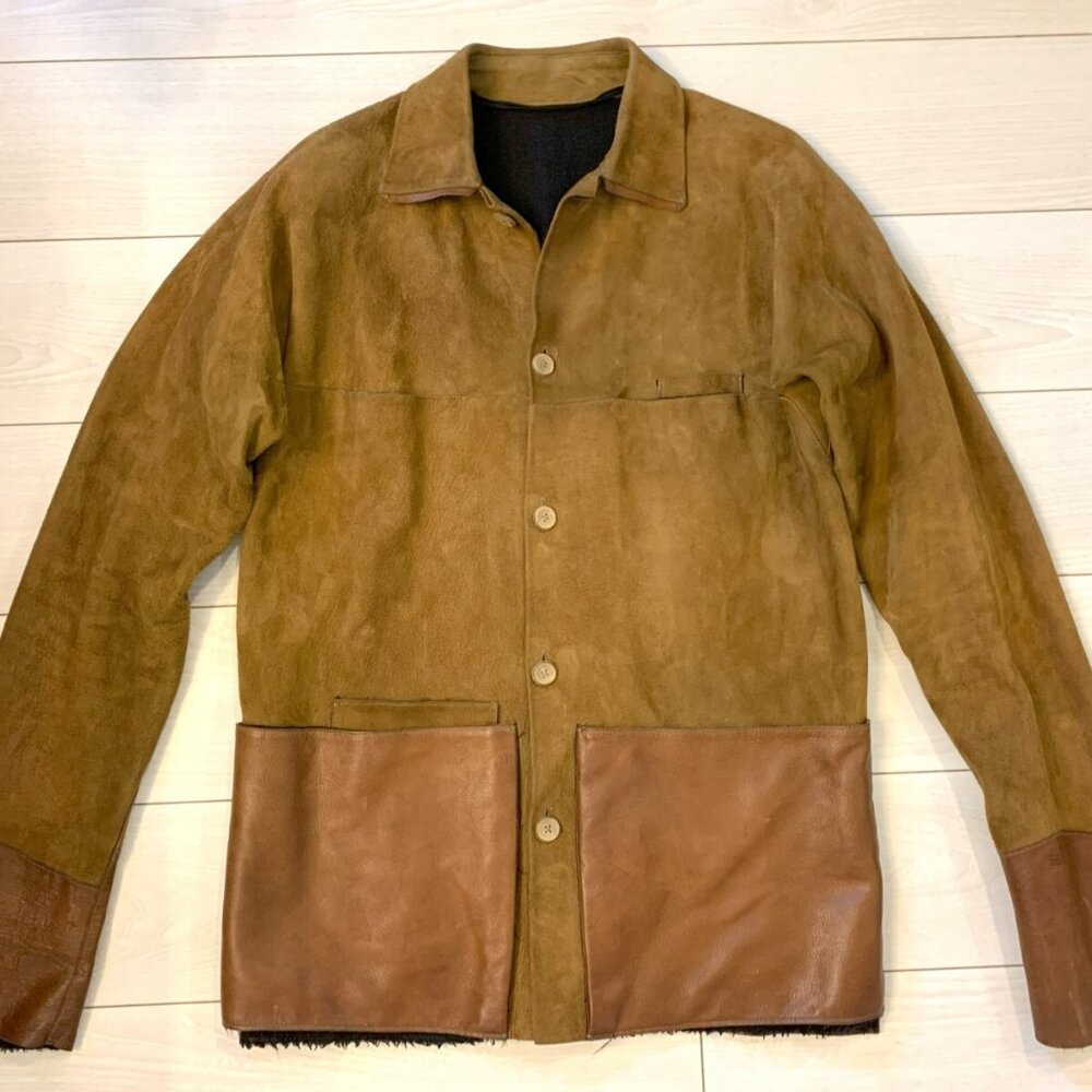 M.A+ Maurizio Amadei Carpe Diem Tan Leather Jacket, Button Close, fits Medium M